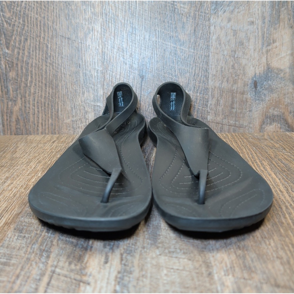 Crocs Sexi Flip Flop Sandals Womens Size 9 Black Serena T-Strap Thong Slip On - Picture 3 of 13